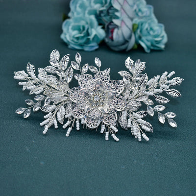 DZ099 Vintage Bridal Hair Accessories Shiny Rhinestones Handmade Women Tiara Leaves Wedding Hair Comb Flower Bridal Hairpins