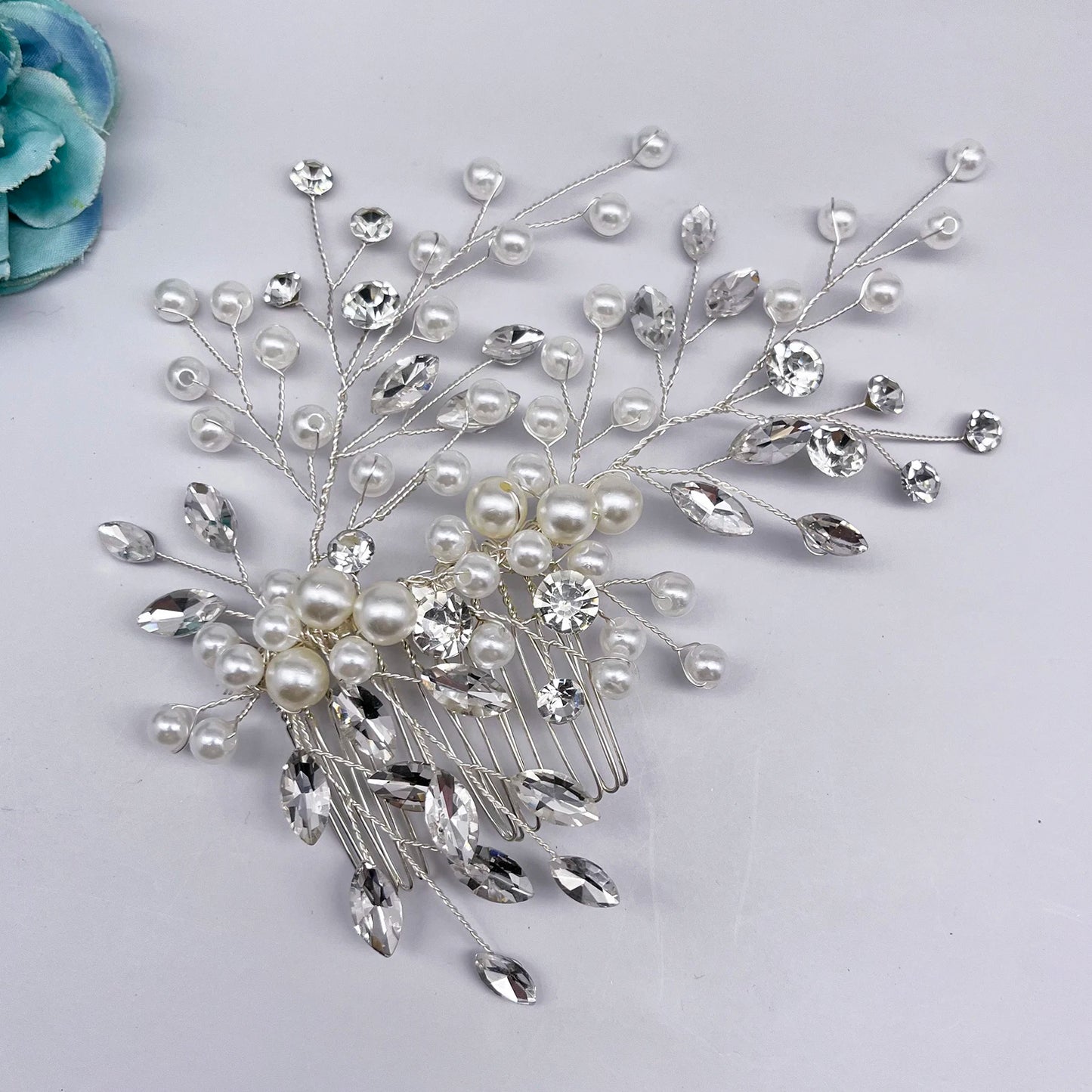 DZ099 Vintage Bridal Hair Accessories Shiny Rhinestones Handmade Women Tiara Leaves Wedding Hair Comb Flower Bridal Hairpins