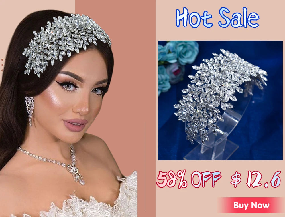 A195 Baroque Wedding Headband Crystal Bridal Crowns and Tiaras Hair Jewelry Accessories Women Rhinestone Headwears Queen Diadems