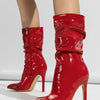 High-quality Pointed Toe Ladies Boots 11CM Stiletto Fashion Women Party Shoes Mid-Calf Boots Side Zipper Pleated High heels 42