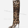 Zebra Print Knee High Boots Genuine Leather Mixed Color Slip-On Elegant Concise Fashion Women Shoes New Pointed Toe Thin Heels