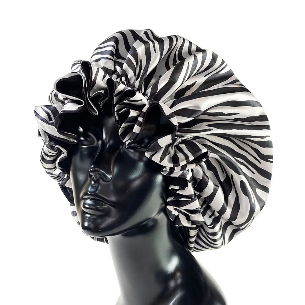 Women Satin Bonnet Cap Double Layer Silk