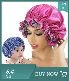 Women Satin Bonnet Cap Double Layer Silk