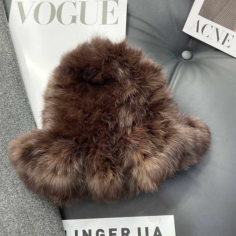 New Real Soft Natural Rabbit Fur Hats