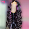 Ying Highlight Purple Colored 13X6 Body Wave Human Hair Lace Frontal Wigs 180% Brazilian Remy 13x4 Transparent Lace Front Wig