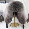 100% Real Silver Fox Fur Bomber Hat Raccoon Fur Real Leather
