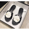 High End Luxury Flower Slippers Women Camellia Shoes Open Toe Slides Femme Outside&Home Pantuflas Sandals Ladies Flip Flops