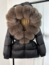 Real Fox Fur Puffer Hooded Coat. Thick Warm Waterptoof