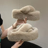 Woman Furry Ladies Faux Fur Luxury Fluffy Plush Slipper House Fuzzy Girl Platform Indoor Flat Casual sandals Round Toe Winter