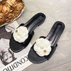 High End Luxury Flower Slippers Women Camellia Shoes Open Toe Slides Femme Outside&Home Pantuflas Sandals Ladies Flip Flops