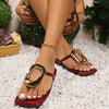 Wine Red Fashion Metal Footwear Women Slippers Flip Flops Summer Beach Female Slides Slippers Luxury Ladies Flats Sandals Shoes