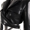 Lace-up Waist-controlled Chest-flattering Long Sleeve PU Leather Short Coat