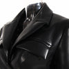 Lace-up Waist-controlled Chest-flattering Long Sleeve PU Leather Short Coat