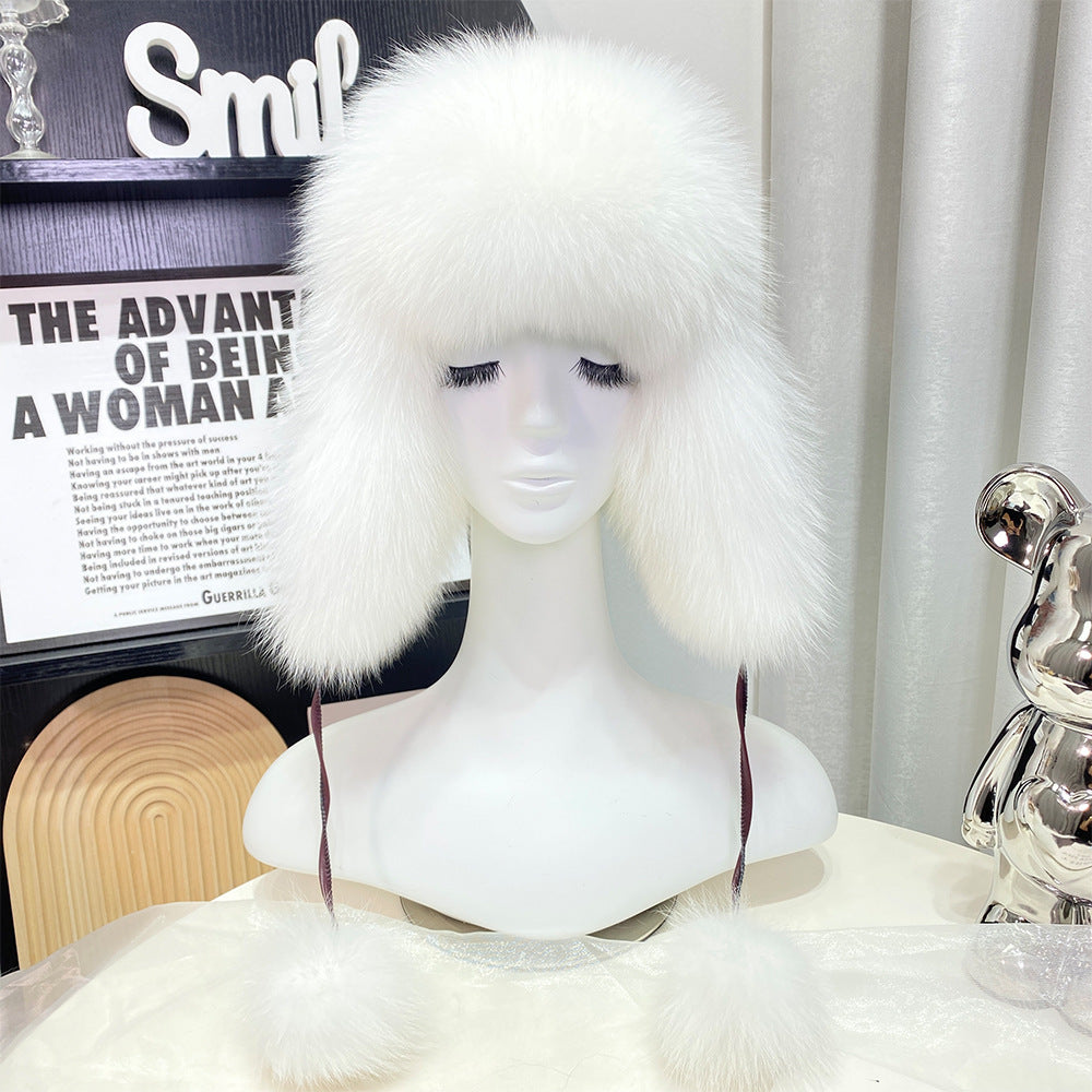 Stylish Fox Fur Earmuffs Hat