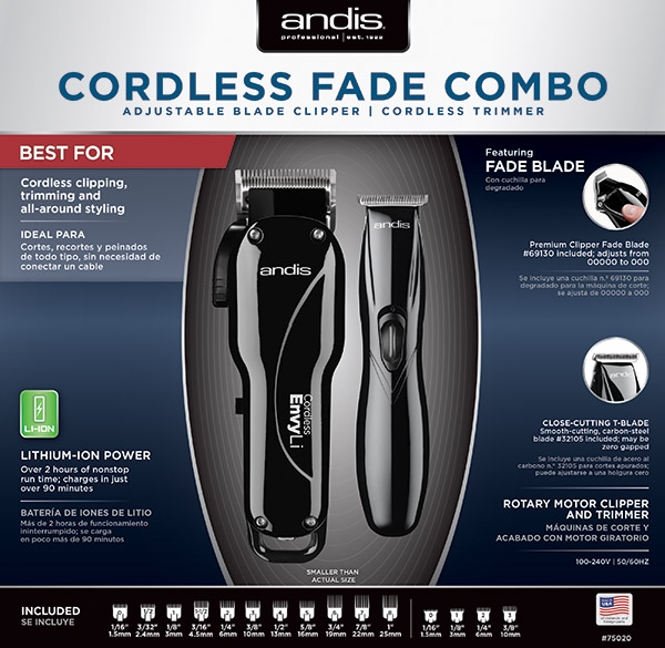 Andis Cordless Fade Combo (Envy LI +Slimline)