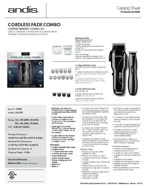 Andis Cordless Fade Combo (Envy LI +Slimline)
