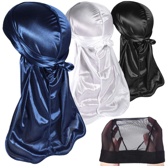 ROYBENS Silky Durag  Wave Cap 3Pack for Men